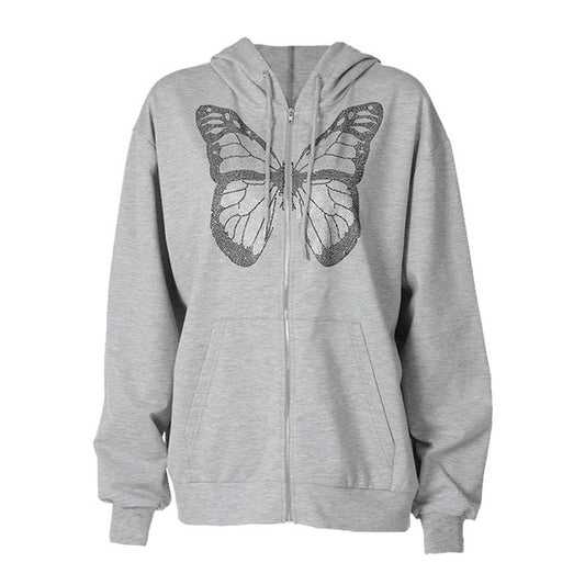 Halloween Women's Casual Fashion Butterfly Hot Drill Hoodie