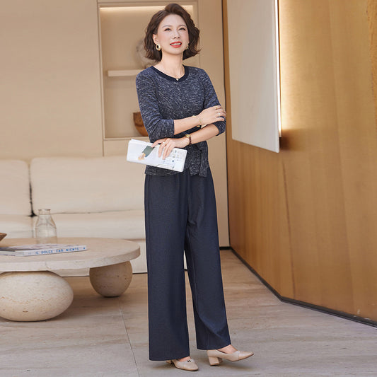 Fashion Temperament Youthful-looking Waist-controlled Slimming Long Sleeve Two-piece Set