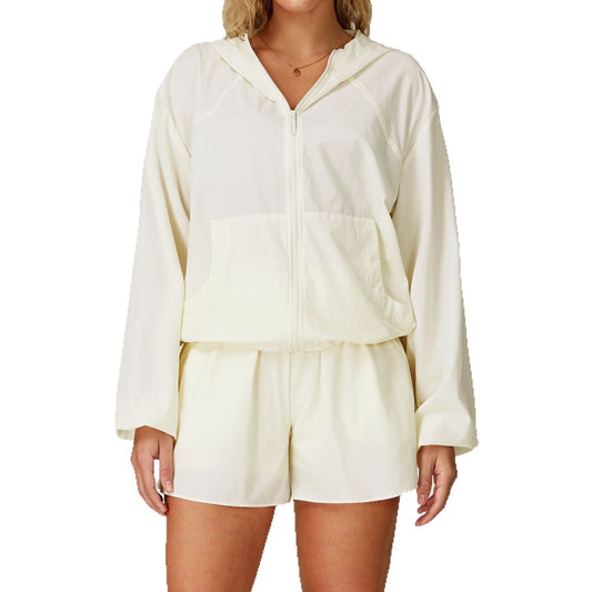 Quick-drying Sports Sun Protection Coat Breathable Hooded Zipper UV Protection