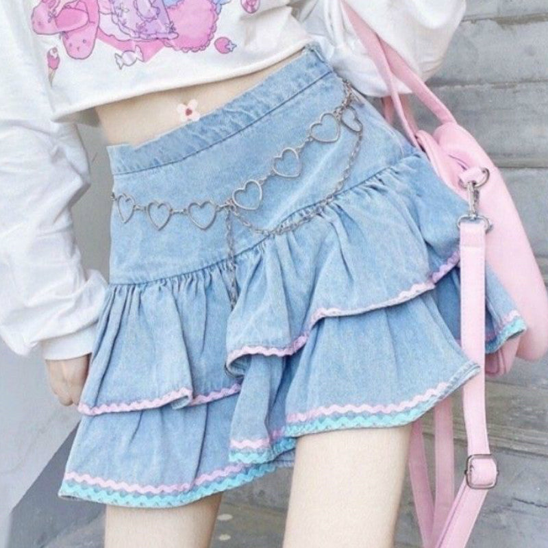 Cowboy Cake Short Skirt Sweet Girl Cute High Waist