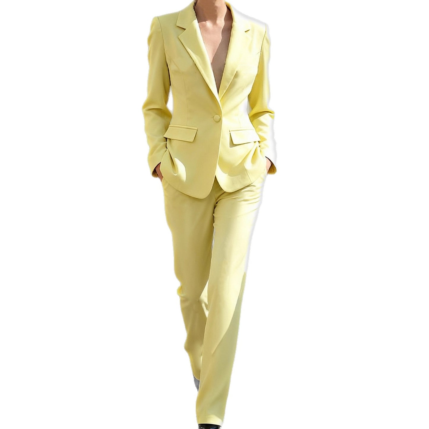 Women's Elegant, Sophisticated Long-Sleeve Blazer And Pants Suit