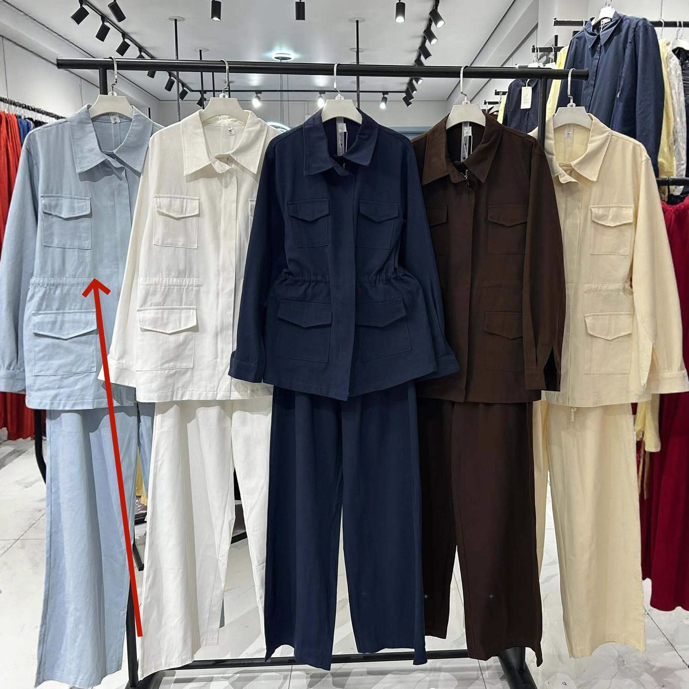 Denim Long-sleeve Button-up Retro Casual Pants Workwear Fashion Set