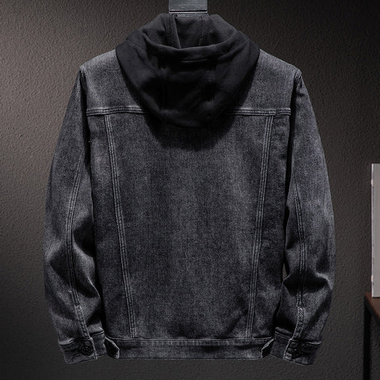 Men's Hooded Denim Jacket Utility Top