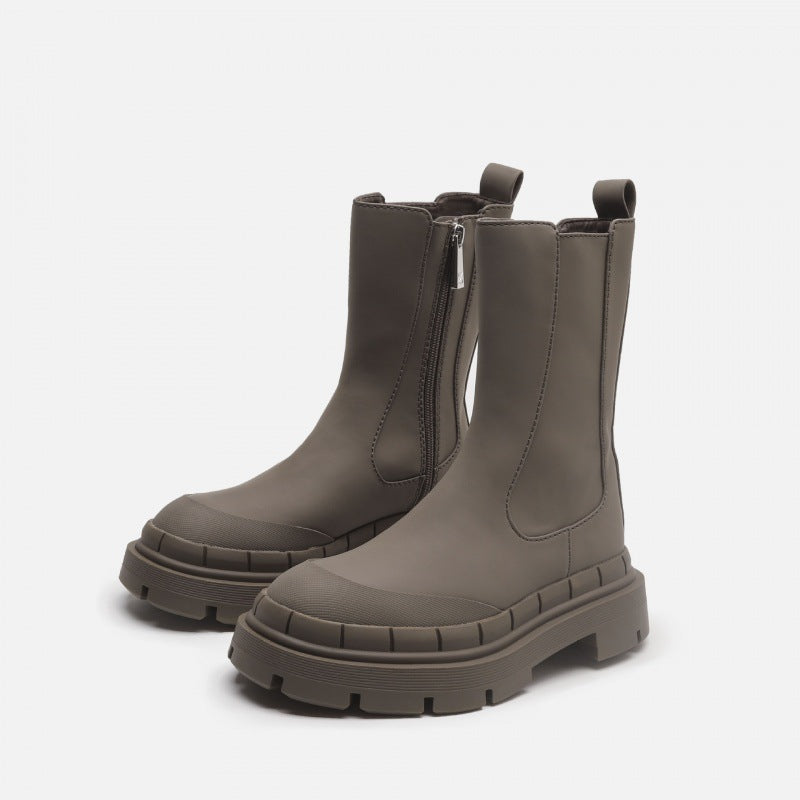 Side Zipper Martin Boots With Thick Soles Are Slim