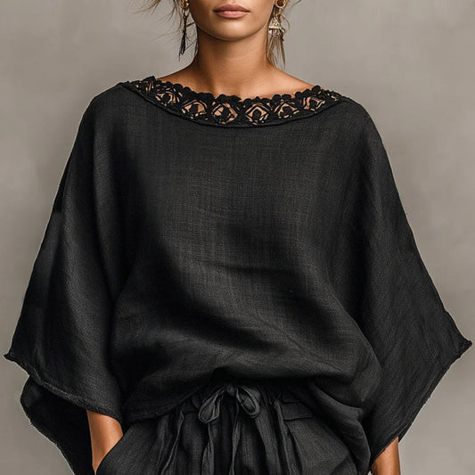 Loose-fitting Solid-color Casual T-shirt And Shorts Set