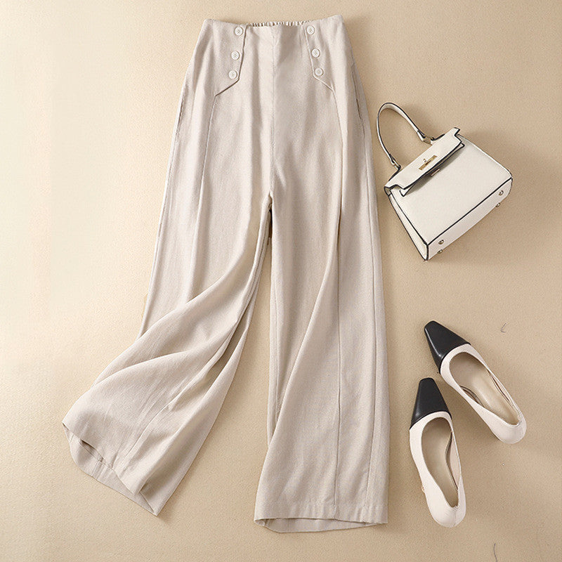 Drape High Waist Casual Straight Pants Children