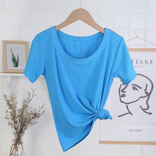 Rayon Hvid T-shirt Korte ærmer til Kvinder