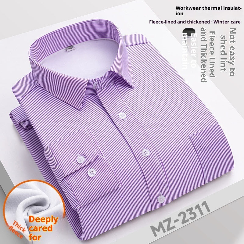 Winter Professional Shirt Men's Workwear Warm Fleece-lined