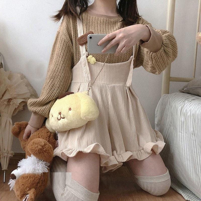 Fungus Lace Soft Girl Style Cute Overalls Women