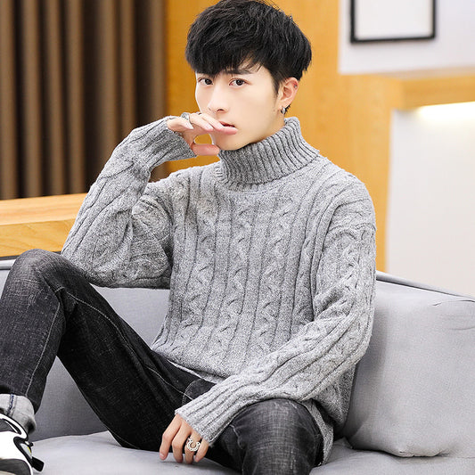 Loose High Neck Men Sweater Thickening