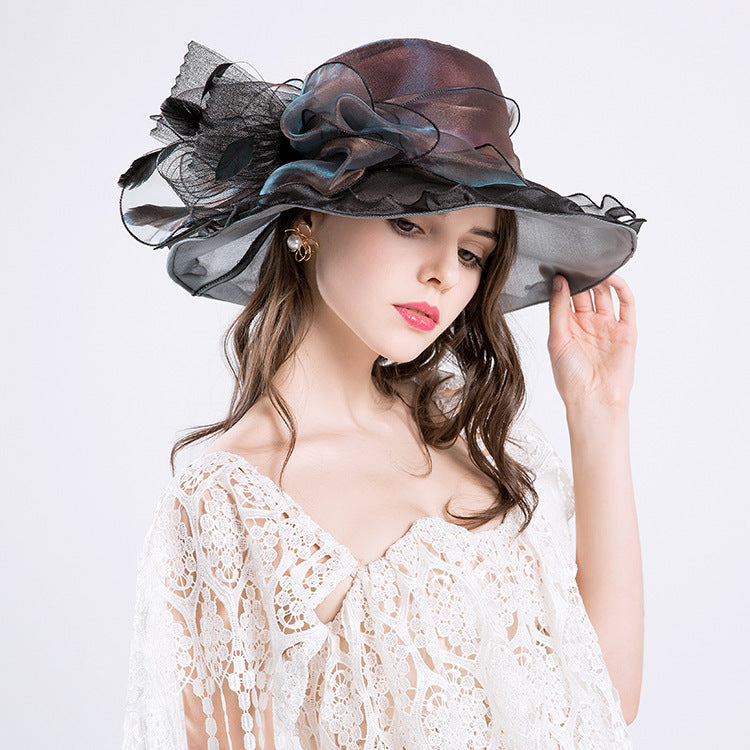 Fashion Sunscreen Mesh Sun Hat With Large Brim Shade