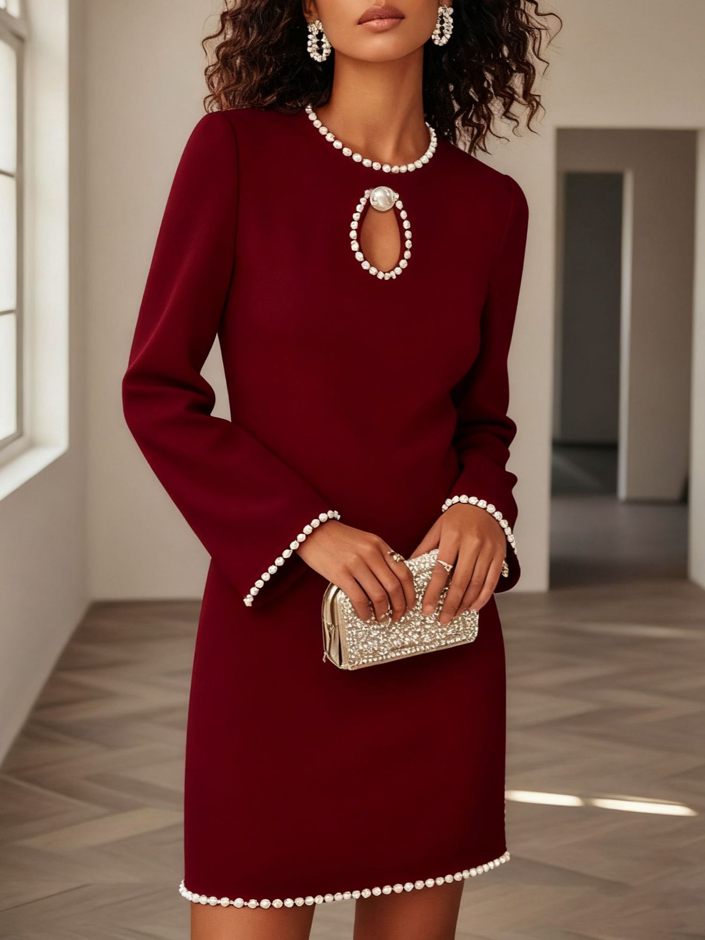 French-style Chic Elegant Solid-color Slim-fit Dress