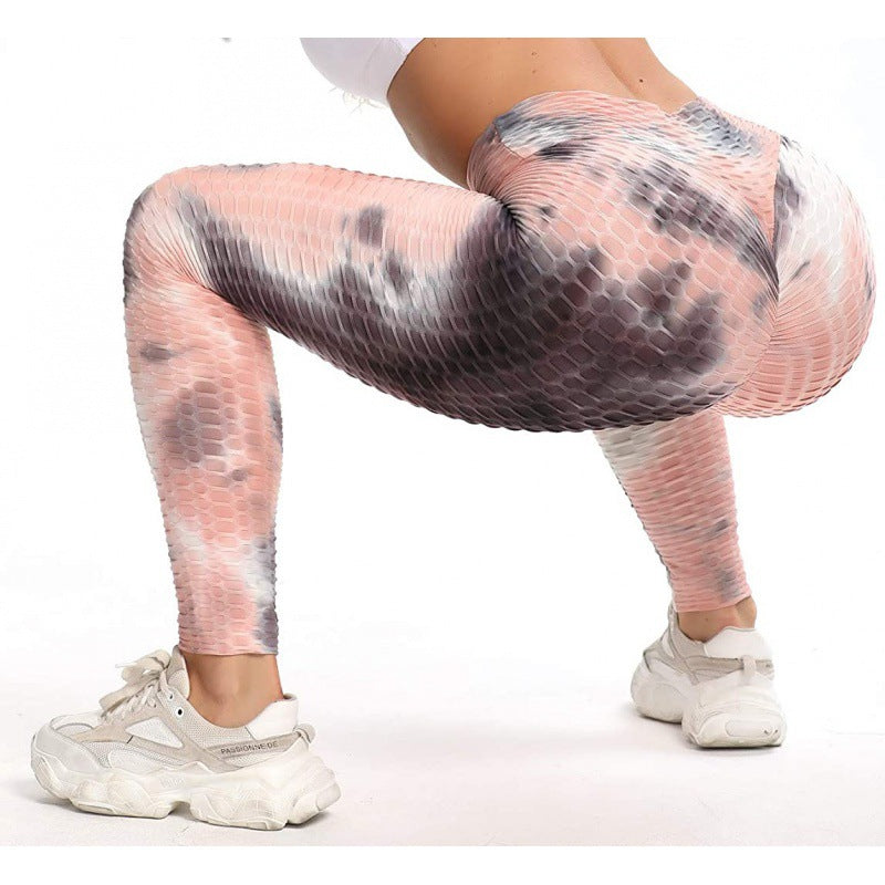 Tie-dye Jacquard Bubble Yogabukser til damer
