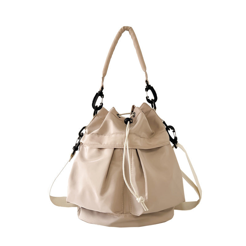 Waterproof Nylon Cloth Drawstring Bucket Bag Large Capacity