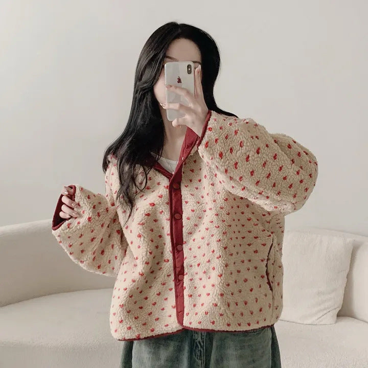 Thickened Double-sided Printed Cotton Hooded Coat For Women