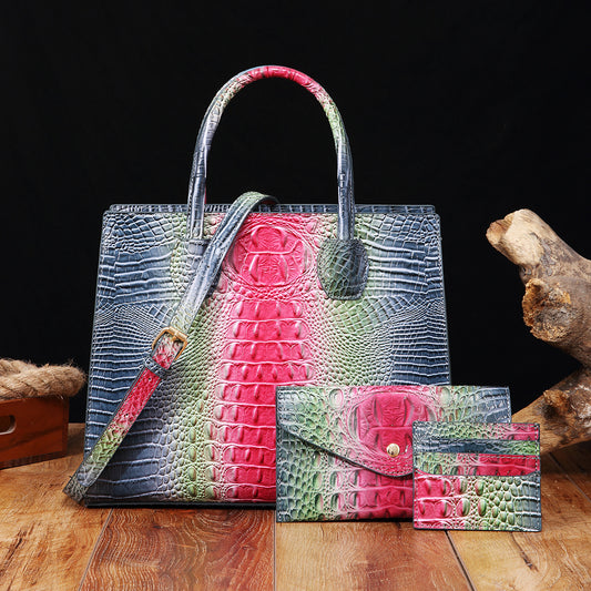 Womens Crossbody Tote Bag With Vibrant Crocodile-Grain Design In The Brummie Style