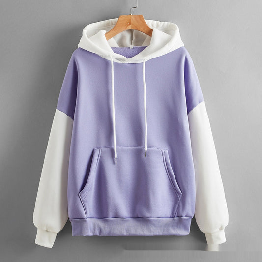Dame hættejakke til forår og efterår, all-match frakke, afslappet løs patchwork top, mode