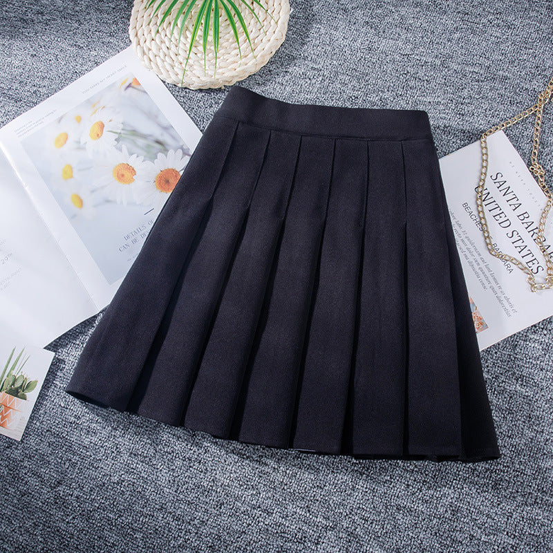Pleated Skirt Lengthened Elastic Waist Elastic