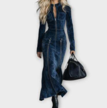 Womens Slim-Fit Vintage French-Style Dress