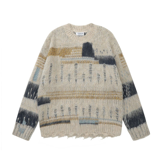 Retro Lazy Style Striped Sweater Autumn And Winter Warm