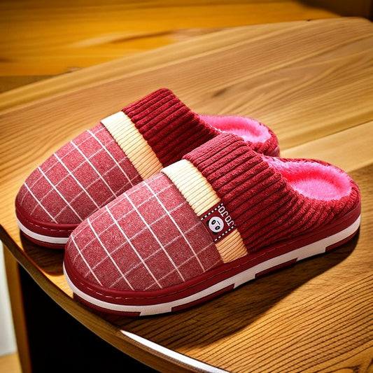 Mens Cotton Slippers For Winter Non-slip Warm And With A Thick Sole