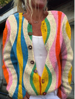 Women's Top 3D Digital Printing Cardigan Knitted Sweater