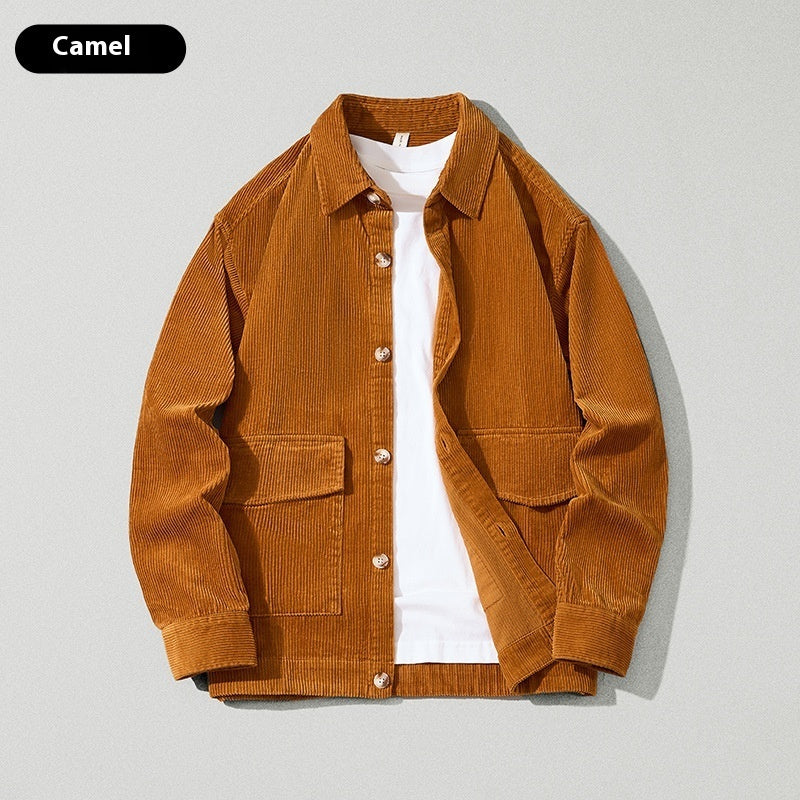Men's Corduroy Shirt Coat Loose Cotton Casual Shirt