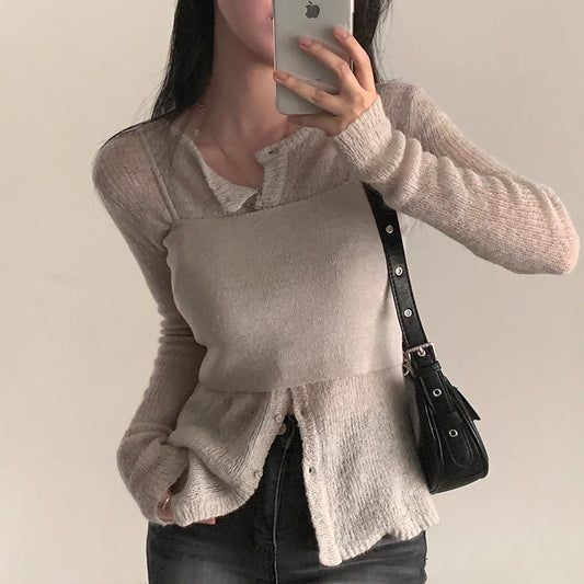Strappy Cardigan Two-piece Set