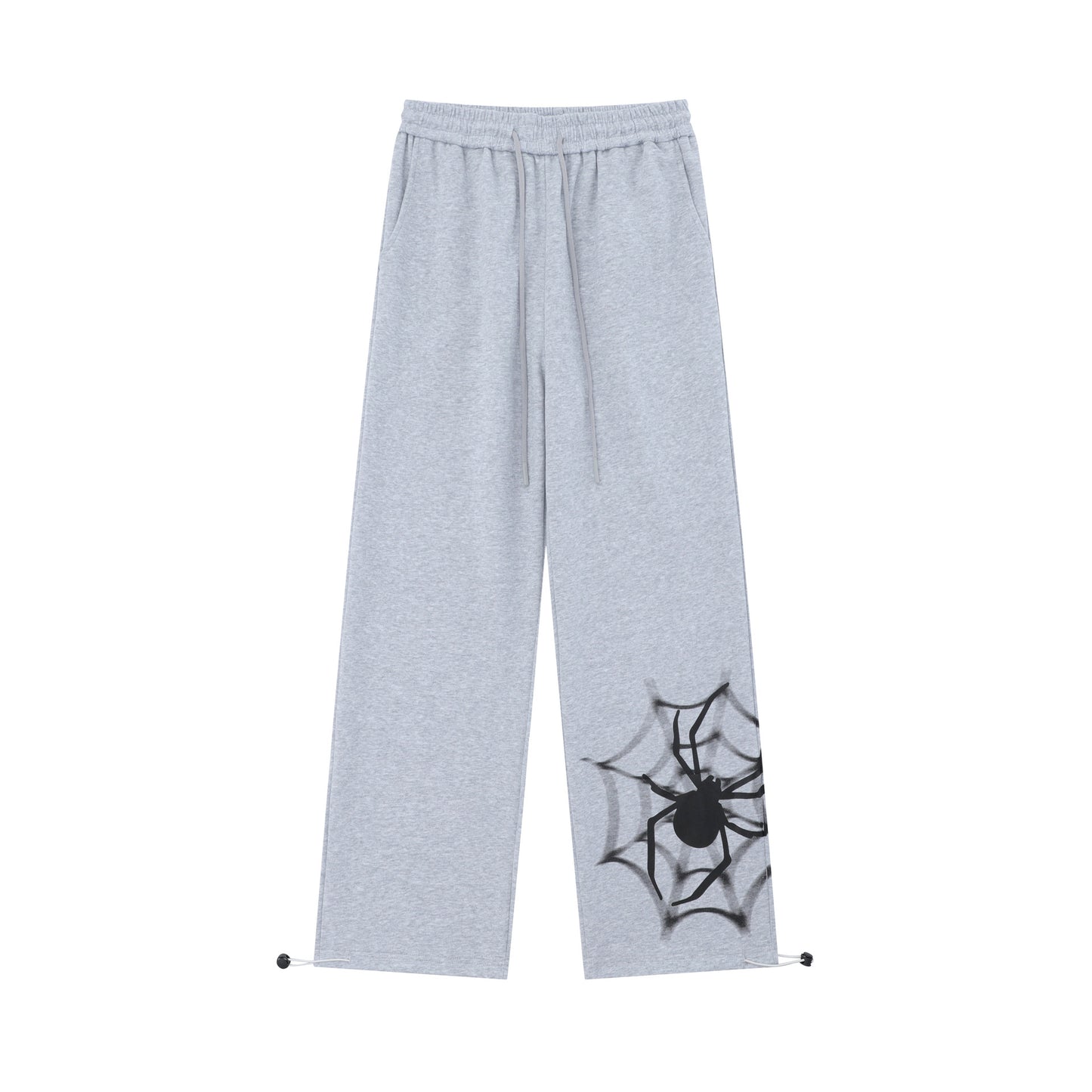 Retro Spider Print Casual Straight Ankle Tied Sports Pants