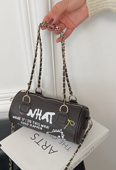 Small Handbags Women's Bag Cylinder Graffiti Shoulder