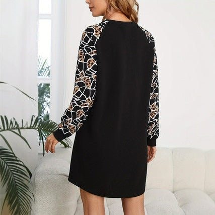 Women's Color-Block Knitted Leopard-Print Dress