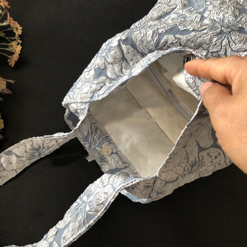 Vintage Rose Cloth Pocket Three-dimensional Jacquard Fabric Fillet Underarm Bag