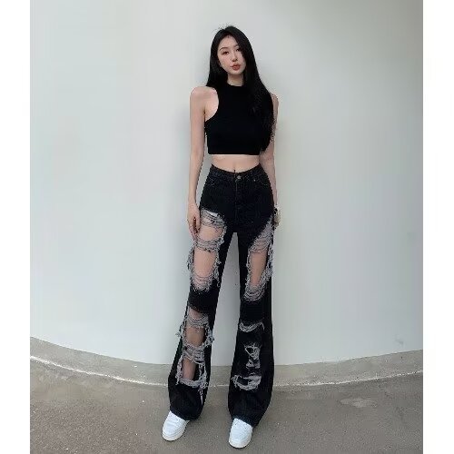 Womens Straight-leg Wide-leg Floor-length Pants That Are Loose-fitting And Slimming