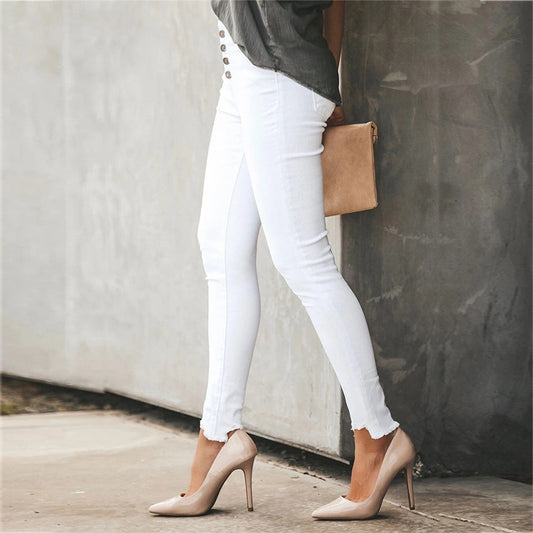 Fashion Casual Women's Solid Color Breasted Trousers