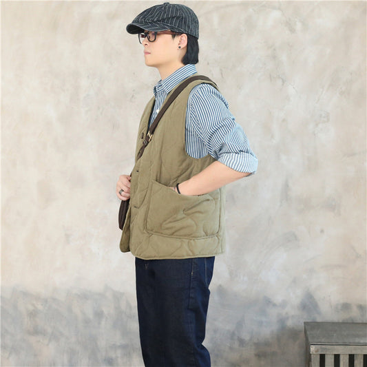 Winter Collarless Quilted Cotton-padded Jacket Vest Quilted