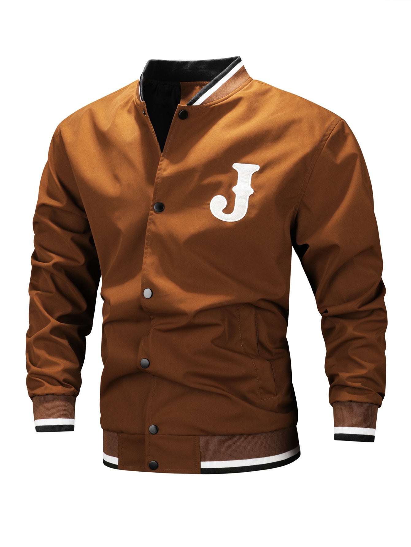 Mens Sporty Casual Embroidered Letter Jacket
