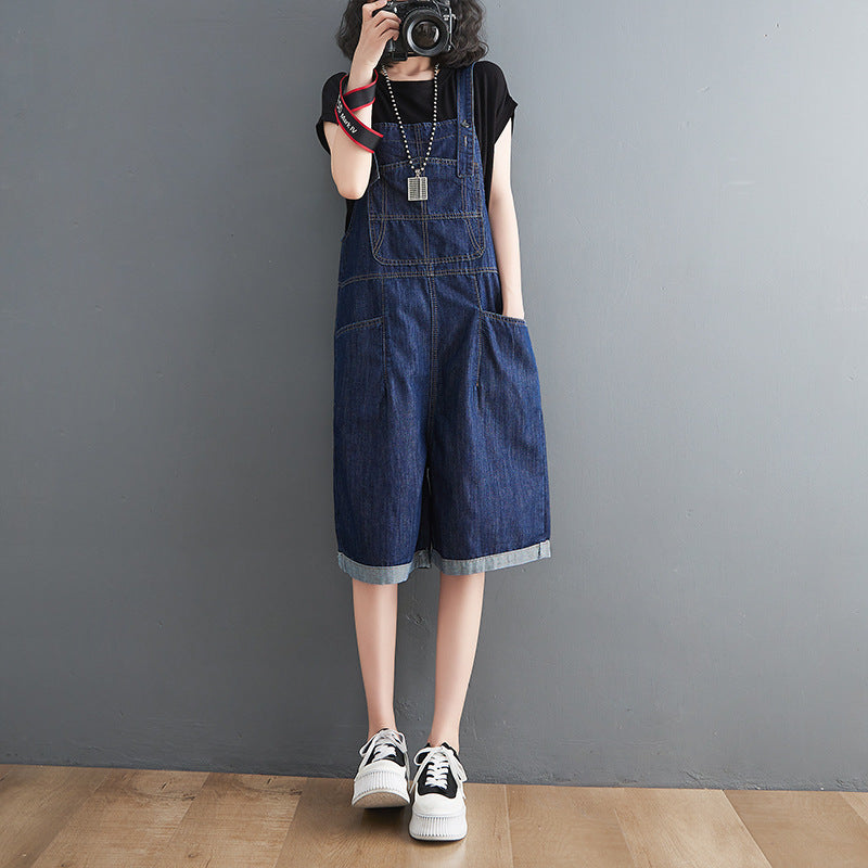 Dame Tynde Mode Casual Denim Overalls Shorts