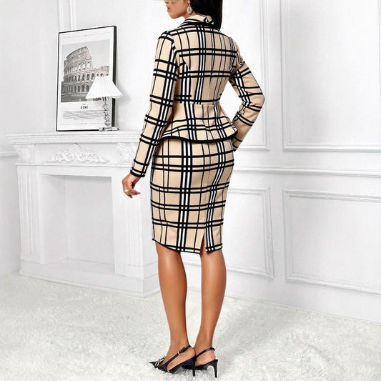 Dame minimalistisk blazer og nederdel sæt