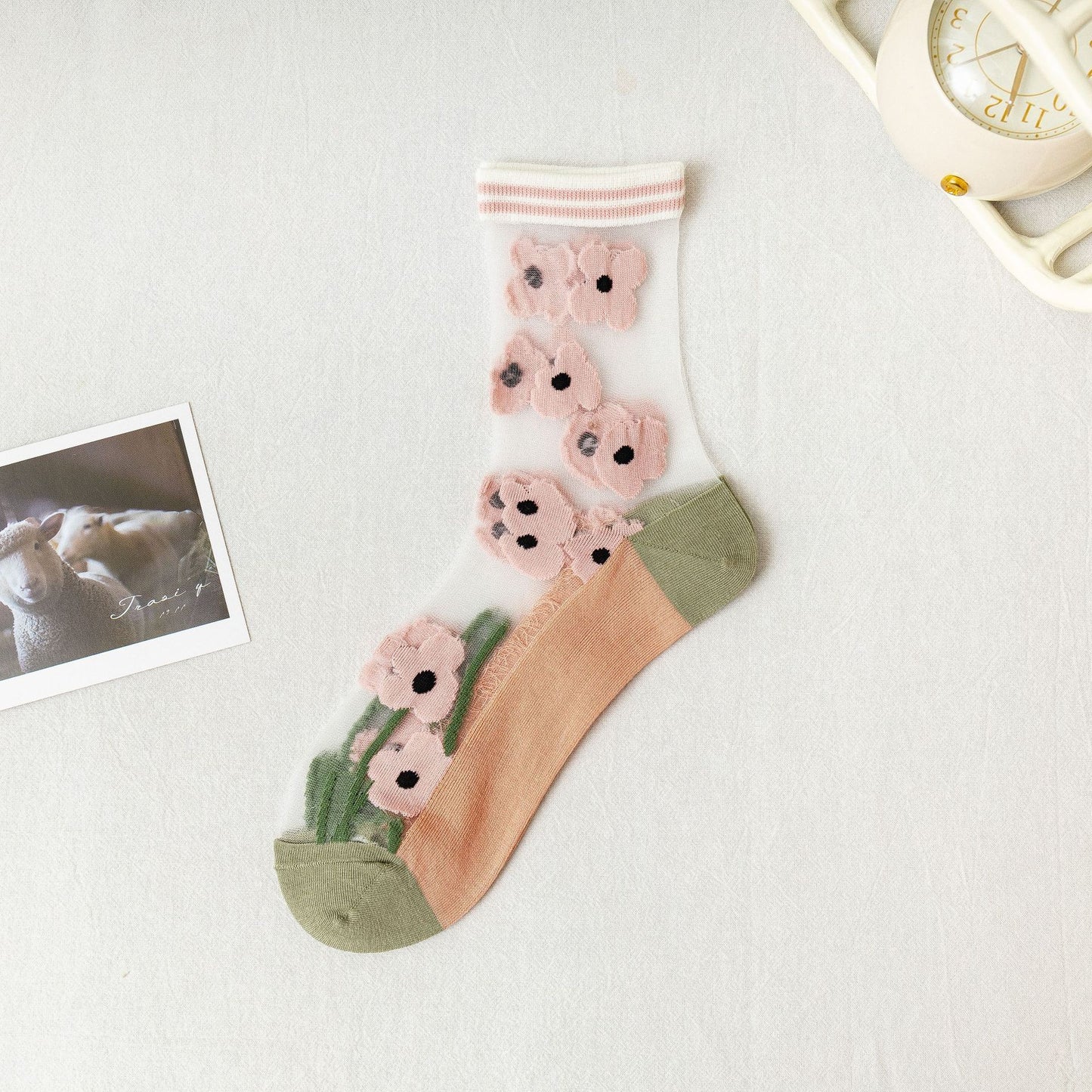Women's Fiberglass Mid Tube Flower Socks