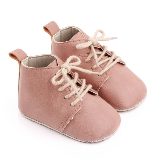 Girls' Fashion Simple PU Leather Lace Up Toddler Shoes