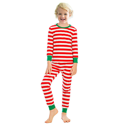 Children's Pajamas Long-sleeved Red And White Striped Home Service Suit