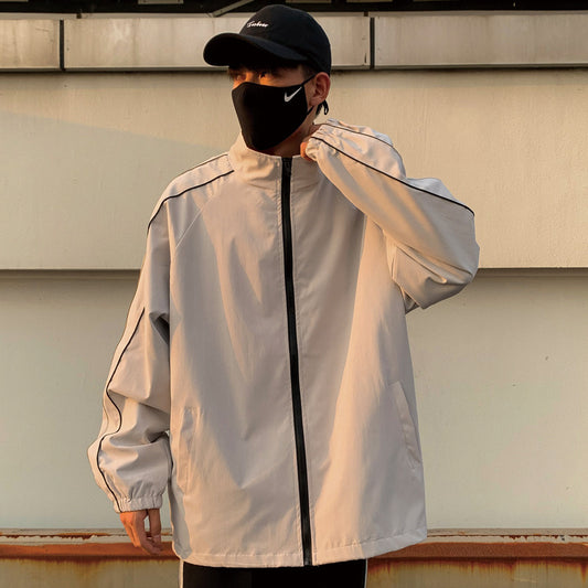 Men's Handsome Plus Size Loose Trend Sports Jacket Couples Stand-up Collar Jacket Men