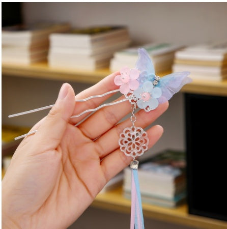 Super Fairy Children Antique Hair Accessories Retro Accessories Tassel Butterfly Girl Hairpin