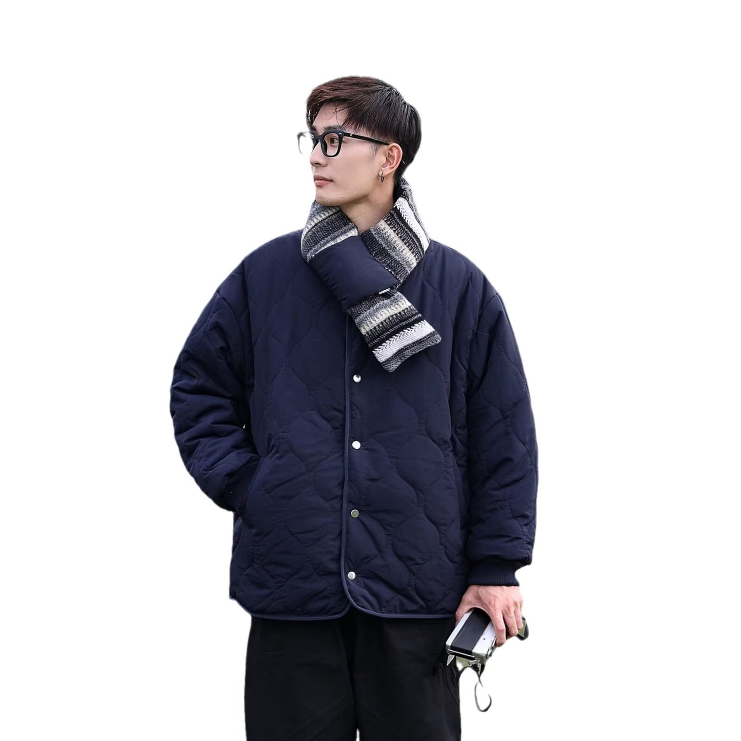 Reversible Cotton-padded Collarless Scarf Cotton-padded Coat