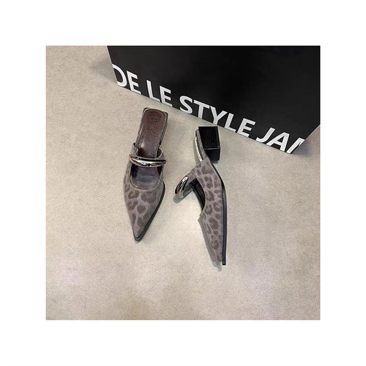 Nye Forårs- Og Sommermetalspænde Fransk Stil Slip-on Lukkede Tå Hjemmesko til Kvinder