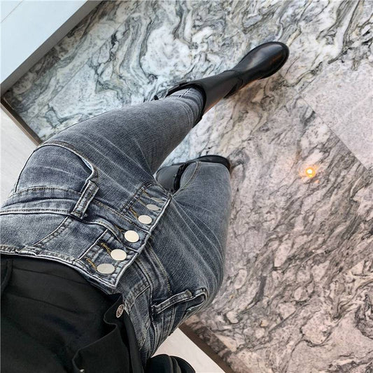 Fashion Simple High-waist Single-breasted Trousers