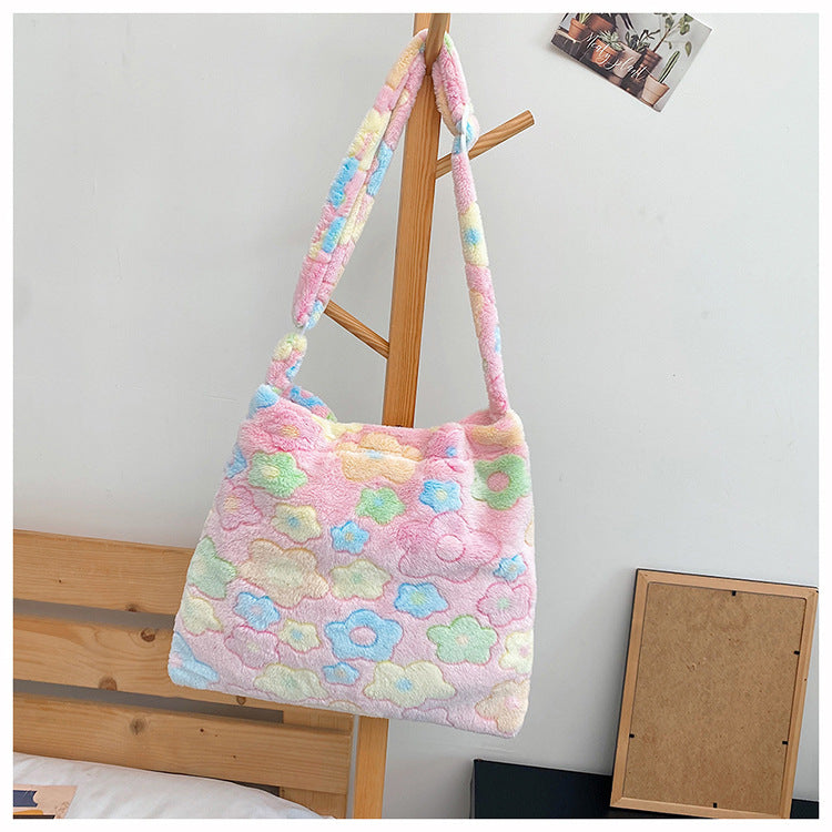 Women's Fashion Simple Plush Large Capacity Shoulder Bag