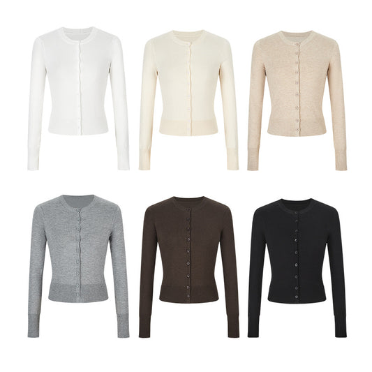 Women's Autumn Hot Girl Short Thin Coat Long-sleeved Sweater
