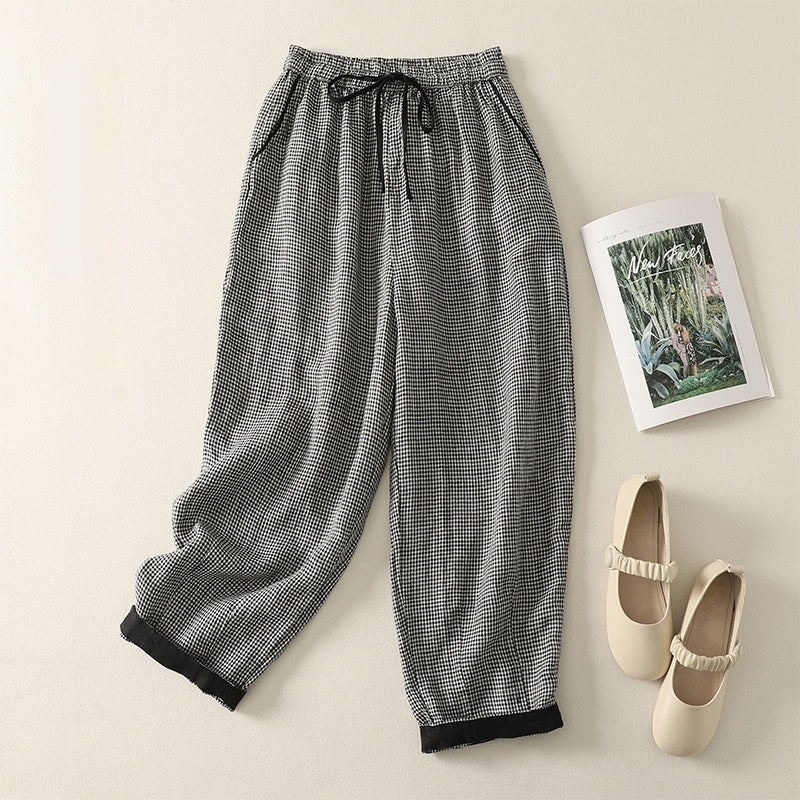 Womens Loose Fitting Solid Color Casual Pants With An Elastic Waist