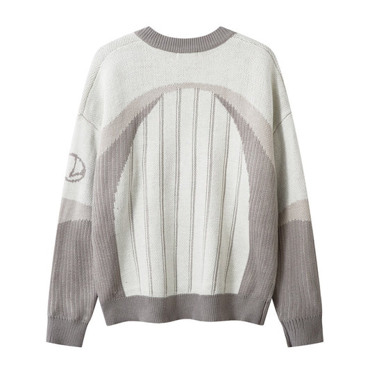 Color Contrast Patchwork Vertical Striped Sweater Men's Loose Pullover Sweater
